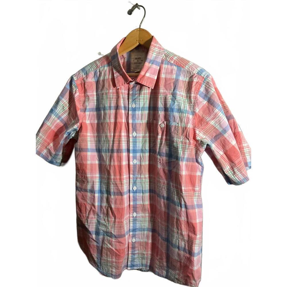 Men's Casual Plaid Button-Up Shirt by Hope & Henry, Size M